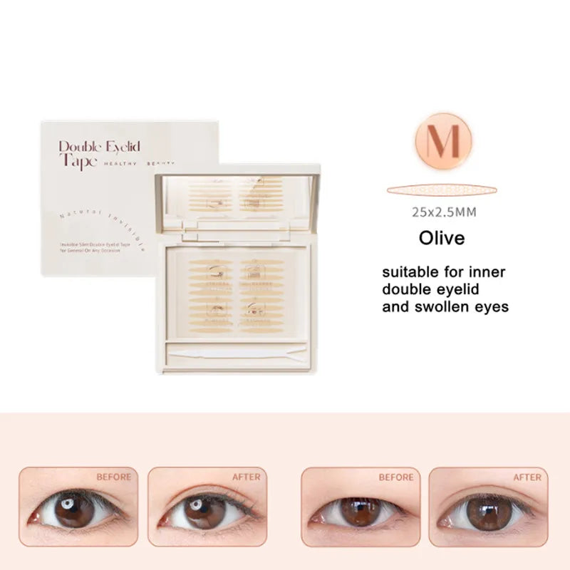 A K F Natural Invisible Double Eyelid Tape Stickers Fiber Instant Eyelid Lift Paste Long Lasting Bigger Eyes Beauty Tool