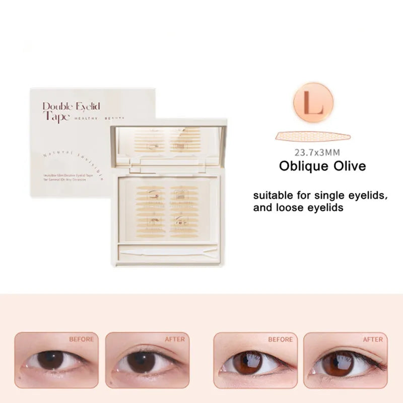 A K F Natural Invisible Double Eyelid Tape Stickers Fiber Instant Eyelid Lift Paste Long Lasting Bigger Eyes Beauty Tool