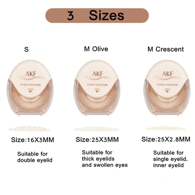 A K F Natural Invisible Double Eyelid Tape Stickers Fiber Instant Eyelid Lift Paste Long Lasting Bigger Eyes Beauty Tool
