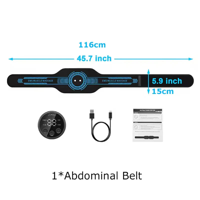 Abdominal Toning Belt EMS Muscle Stimulator Toner Waist Body Slimming Shaping Waist Arm Leg Massage Lose Weight Home Fitness