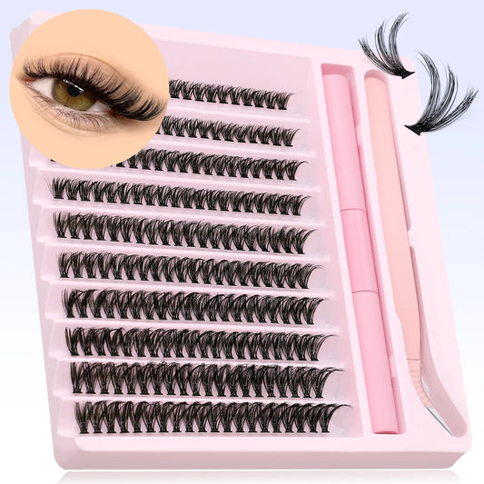 DIY Eyelash Clusters Kit Thick Eyelash Clusters D Cur Wispy Individual False Eyelashes Eyelash Extensions Makeup Tool