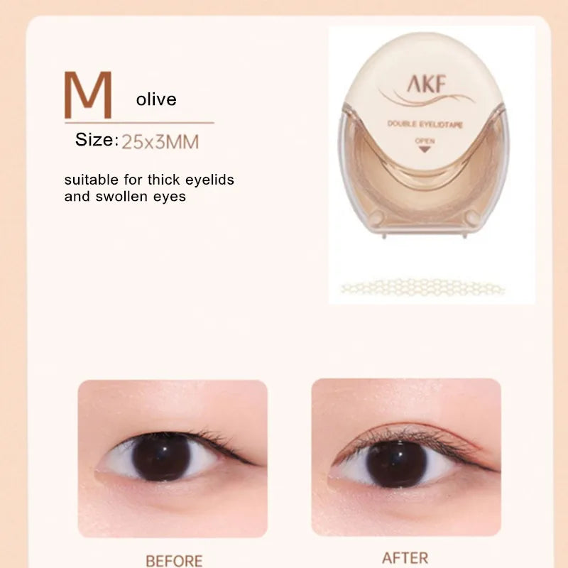 A K F Natural Invisible Double Eyelid Tape Stickers Fiber Instant Eyelid Lift Paste Long Lasting Bigger Eyes Beauty Tool