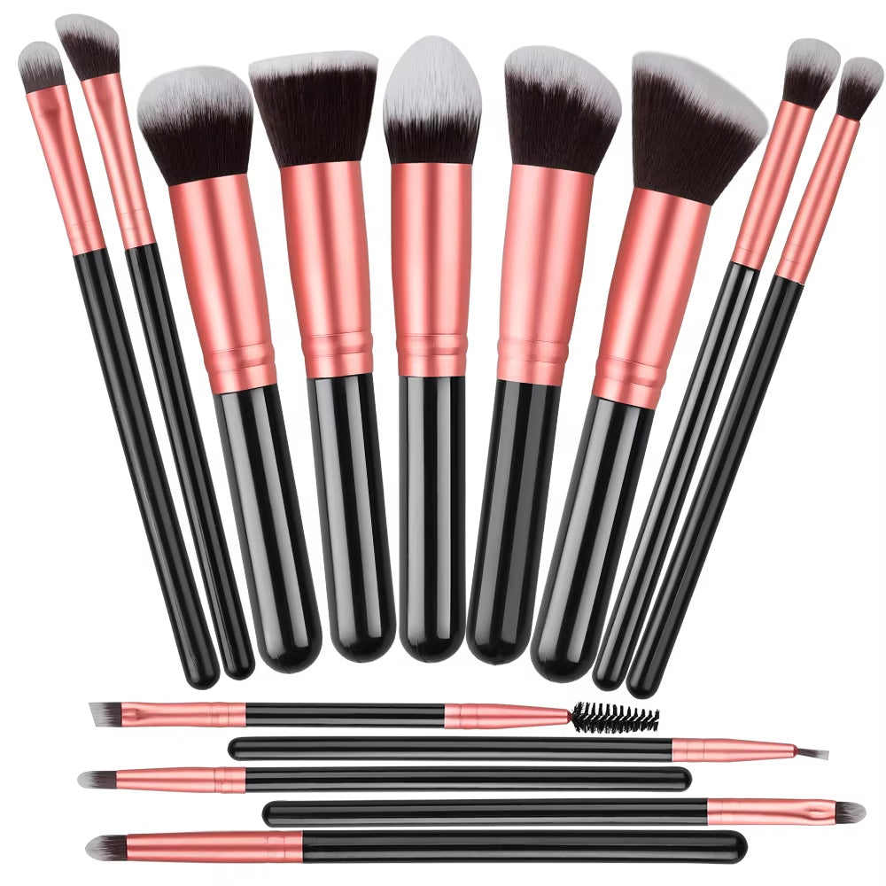 Professional 14PCS Makeup Brushes Set Soft Fluffy Foundation Eyeshadow Concealers Blending Blush Brush Kabuki Women Beauty Tools