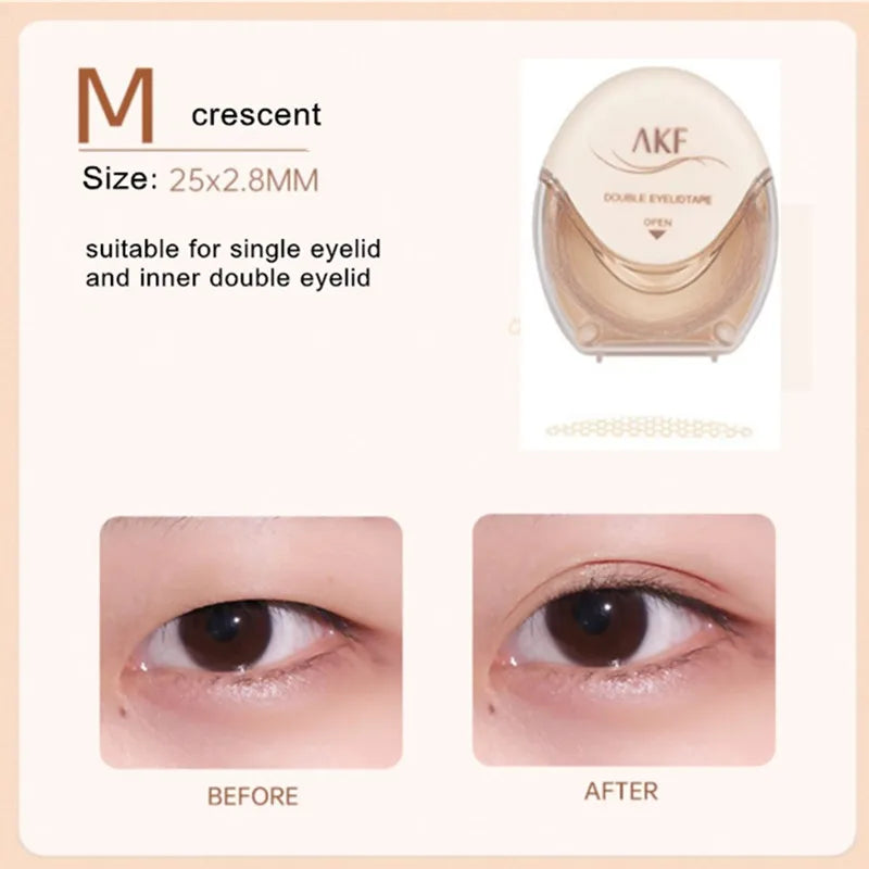 A K F Natural Invisible Double Eyelid Tape Stickers Fiber Instant Eyelid Lift Paste Long Lasting Bigger Eyes Beauty Tool