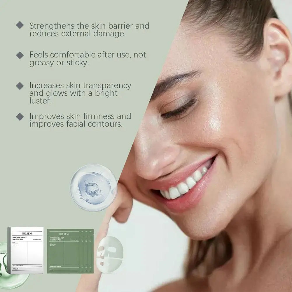 10Pcs REFRESHING SEA KELP DEEP Moisturizing MASK Seaweed Hydrating Firming Tightening MASK Improves Skin Elasticity Skin Care