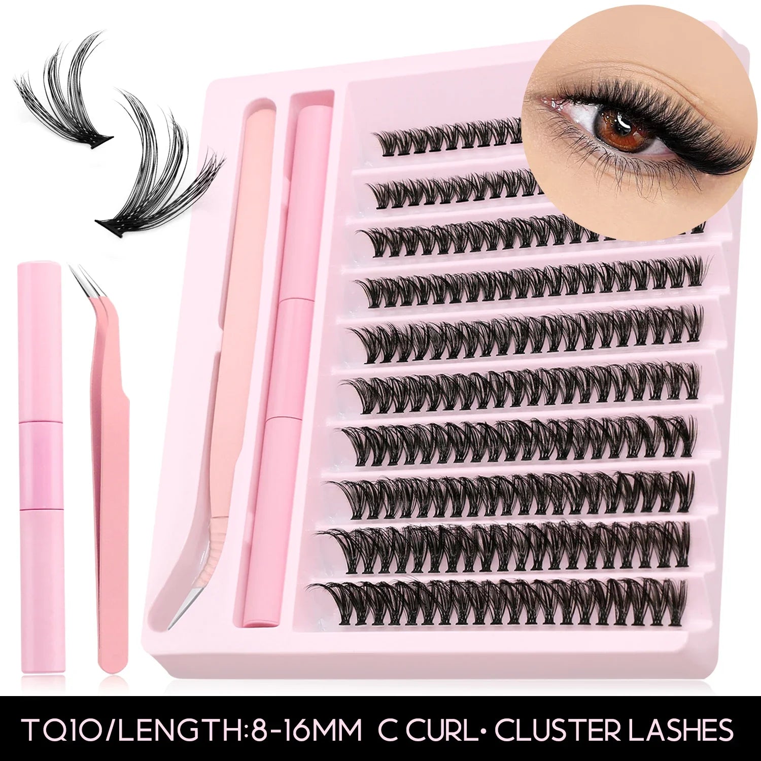 DIY Eyelash Clusters Kit Thick Eyelash Clusters D Cur Wispy Individual False Eyelashes Eyelash Extensions Makeup Tool
