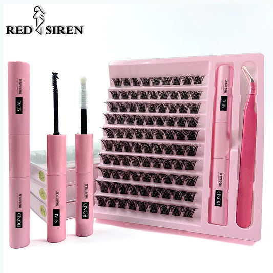 DIY Lash Extensions Kit Makeup Set Lash Bond and Seal Glue Individual Lashes 10 Rows Cluster Eyelashes Extension