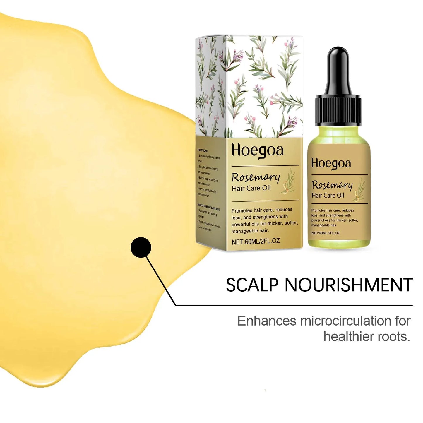 60Ml Rosemary Hair Growth Serum Fast Growing Hair Essential Oil Beauty Hair Care Dense Regrowth anti Baldness Nourish Oil
