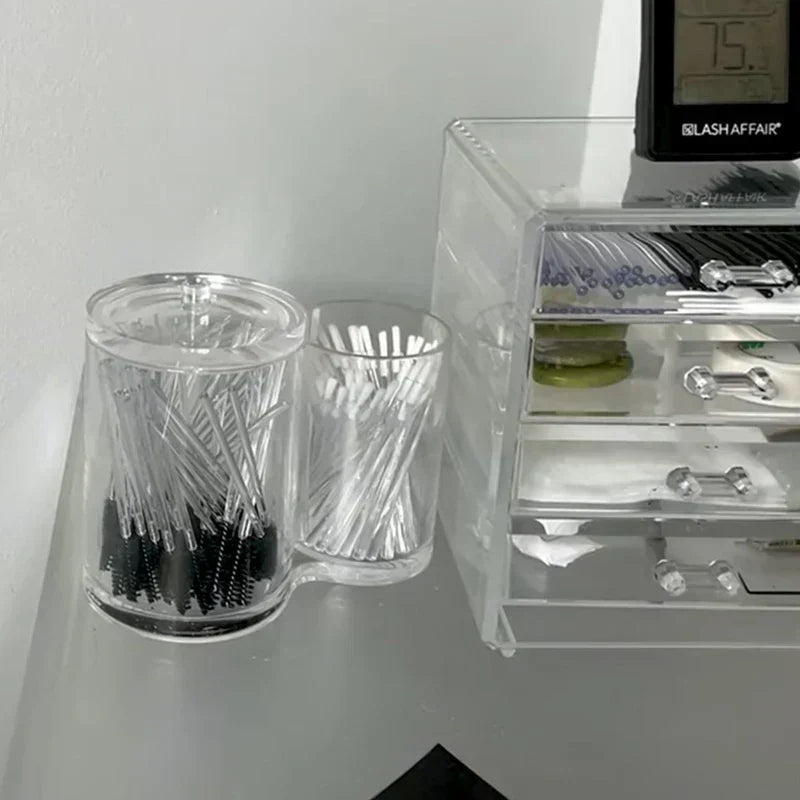 Transparent Eyelashes Extension Tools Storage Box Lashes Accessories Acrylic Desktop Makeup Tool Container Cosmetic Organizer