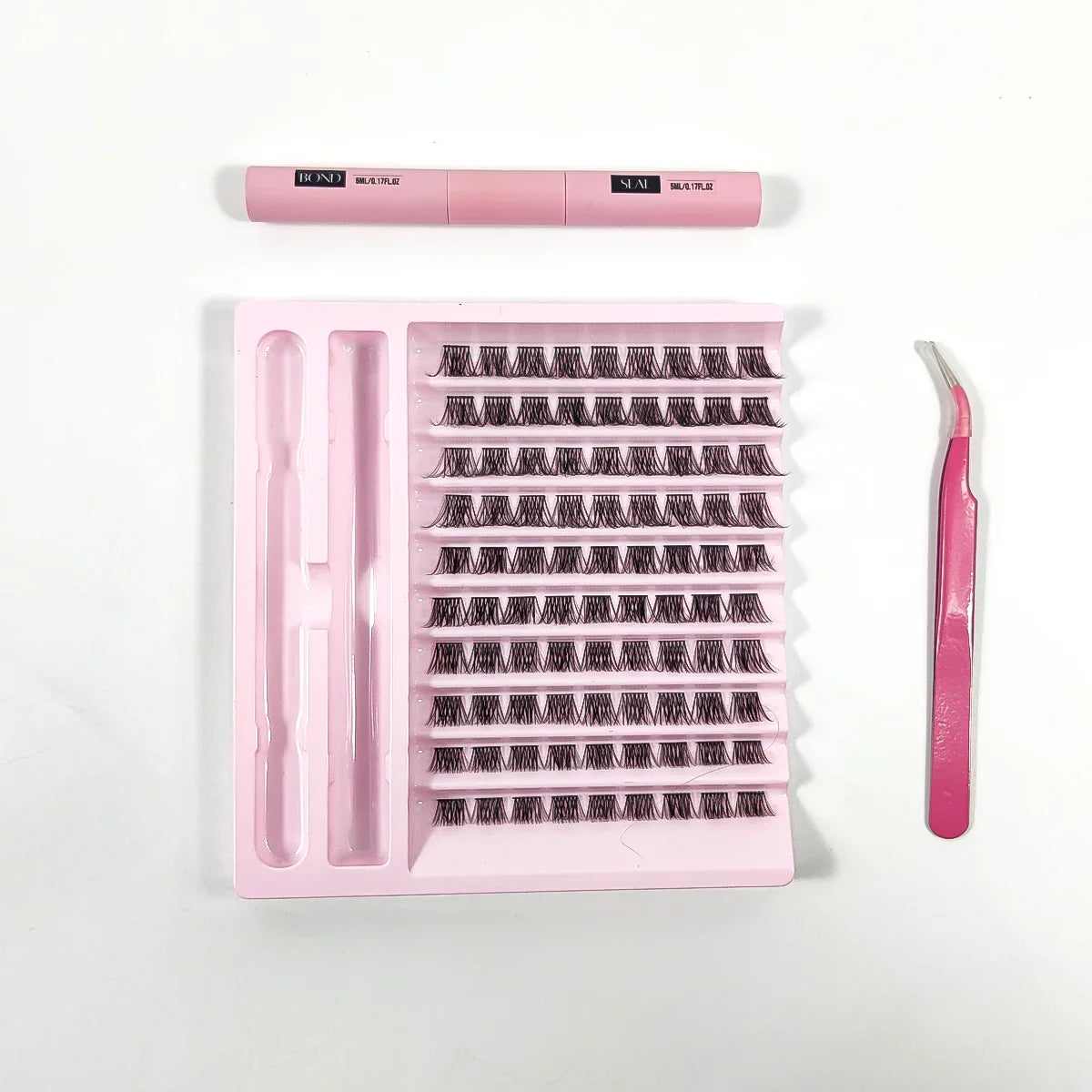 DIY Lash Extensions Kit Makeup Set Lash Bond and Seal Glue Individual Lashes 10 Rows Cluster Eyelashes Extension