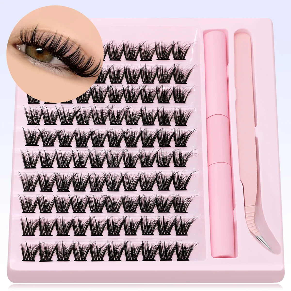 DIY Eyelash Clusters Kit Thick Eyelash Clusters D Cur Wispy Individual False Eyelashes Eyelash Extensions Makeup Tool