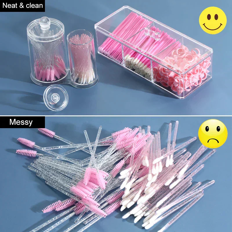 Transparent Eyelashes Extension Tools Storage Box Lashes Accessories Acrylic Desktop Makeup Tool Container Cosmetic Organizer