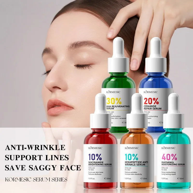 AHA Rejuvenation Niacinamide Brightening Face Serum Hexapeptide Ceramide Panthenol Essence anti Wrinkle Nourishing Skin Care