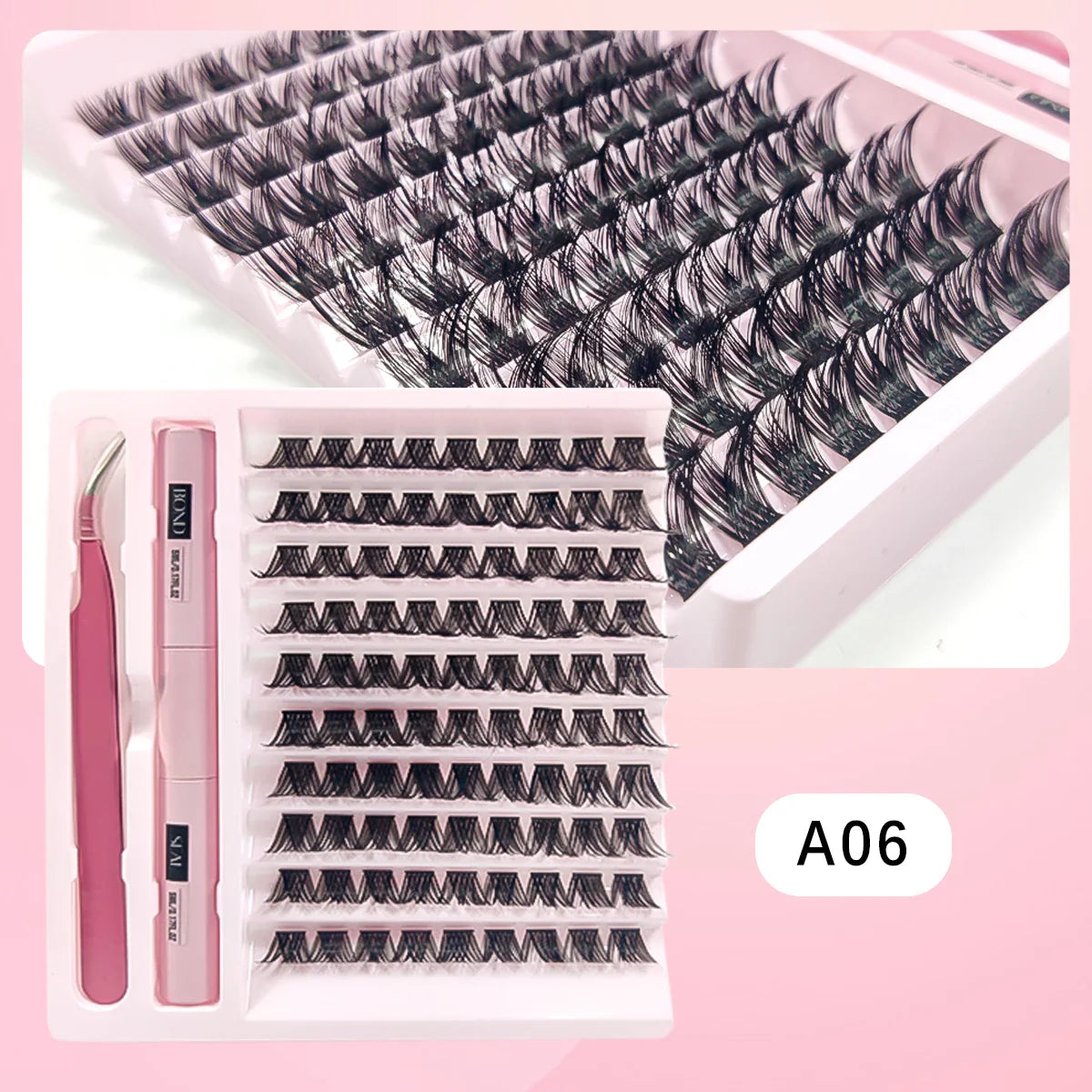 DIY Lash Extensions Kit Makeup Set Lash Bond and Seal Glue Individual Lashes 10 Rows Cluster Eyelashes Extension