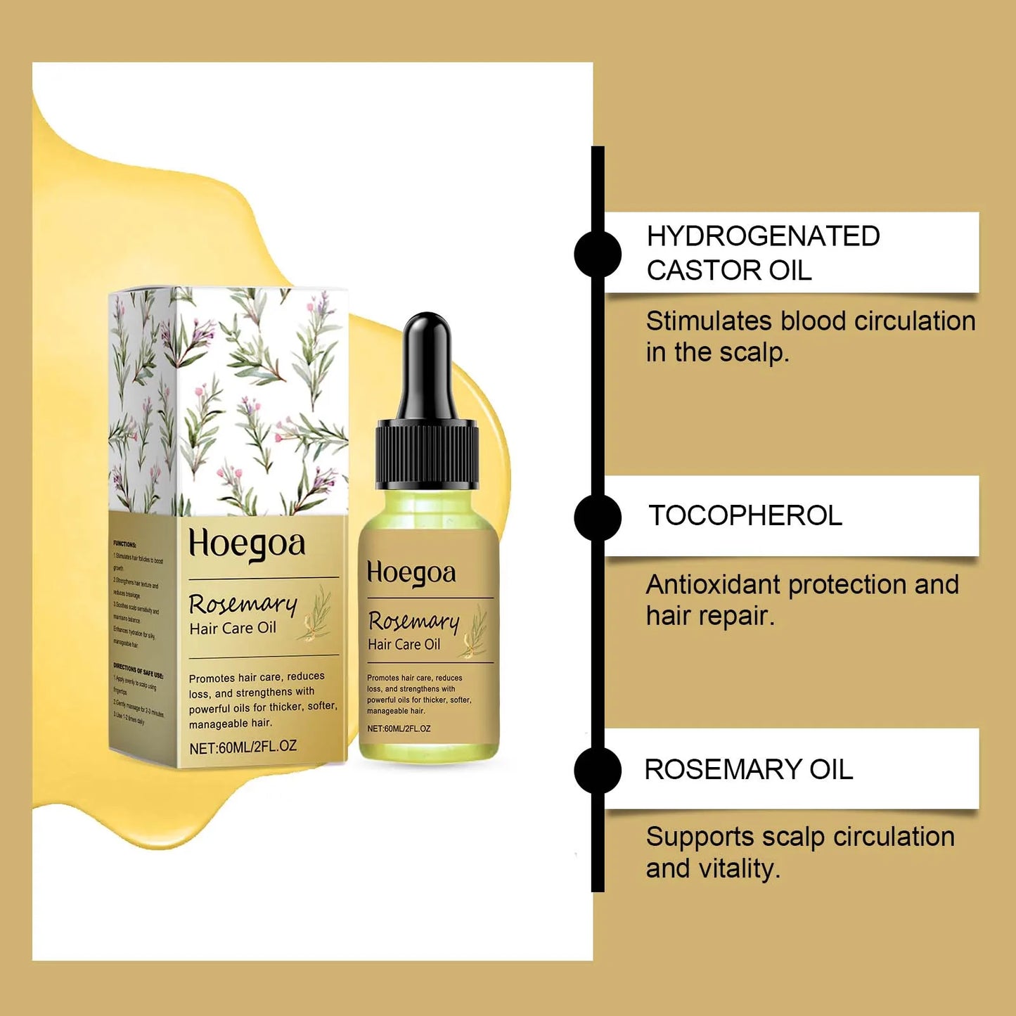 60Ml Rosemary Hair Growth Serum Fast Growing Hair Essential Oil Beauty Hair Care Dense Regrowth anti Baldness Nourish Oil