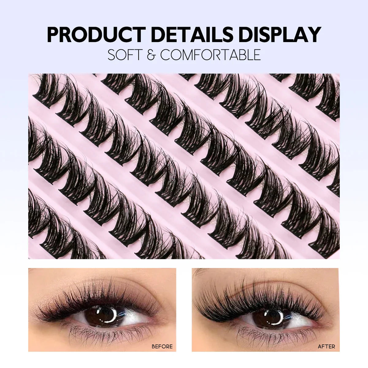 DIY Eyelash Clusters Kit Thick Eyelash Clusters D Cur Wispy Individual False Eyelashes Eyelash Extensions Makeup Tool