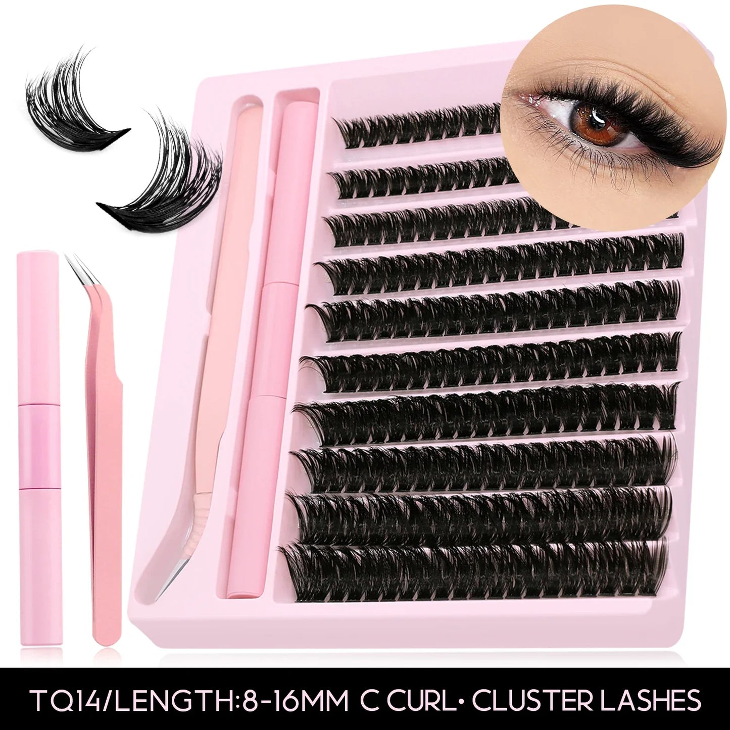 DIY Eyelash Clusters Kit Thick Eyelash Clusters D Cur Wispy Individual False Eyelashes Eyelash Extensions Makeup Tool
