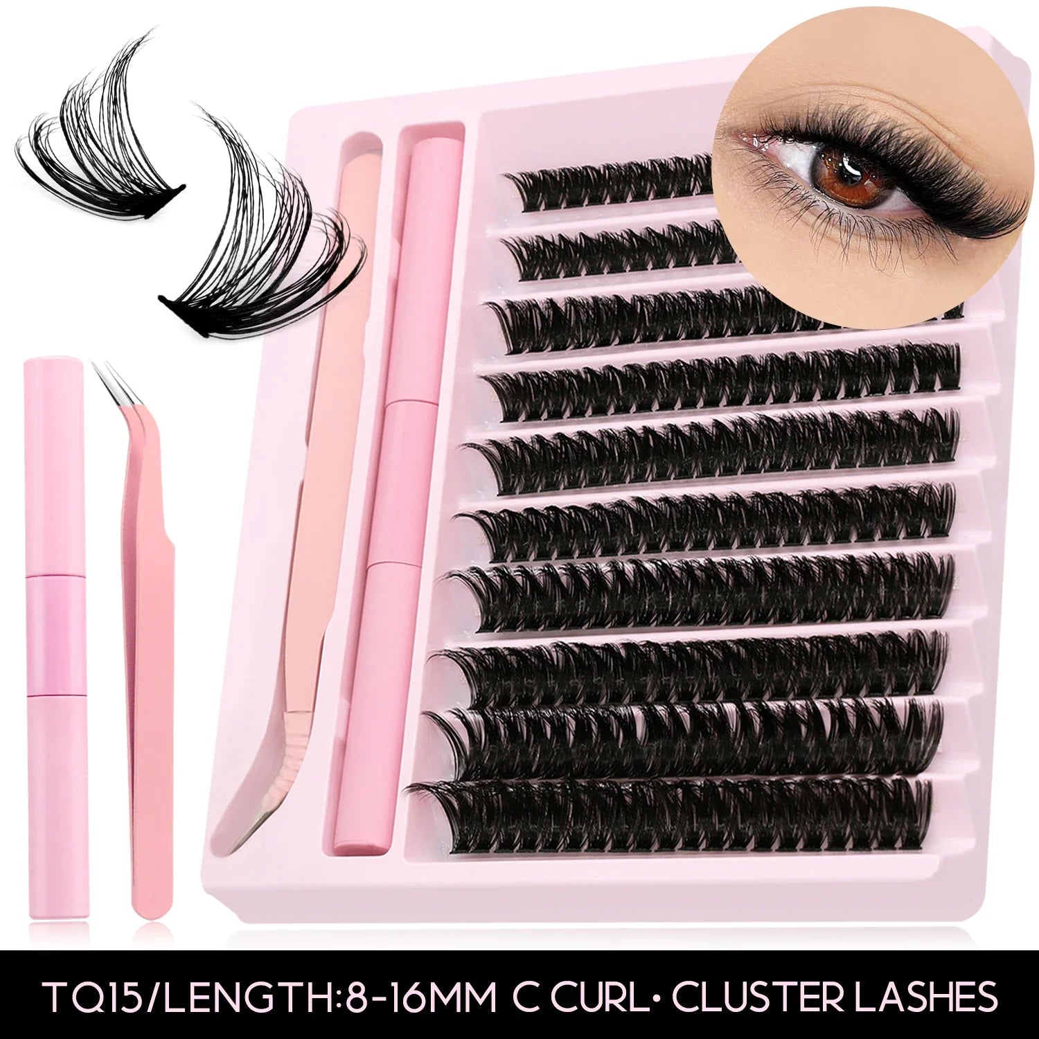 DIY Eyelash Clusters Kit Thick Eyelash Clusters D Cur Wispy Individual False Eyelashes Eyelash Extensions Makeup Tool