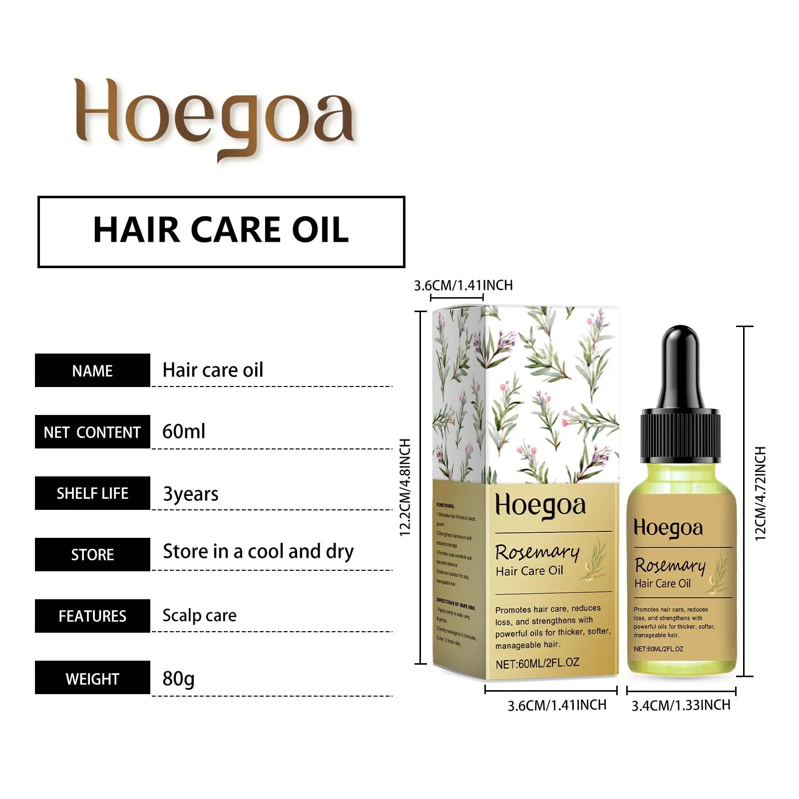 60Ml Rosemary Hair Growth Serum Fast Growing Hair Essential Oil Beauty Hair Care Dense Regrowth anti Baldness Nourish Oil
