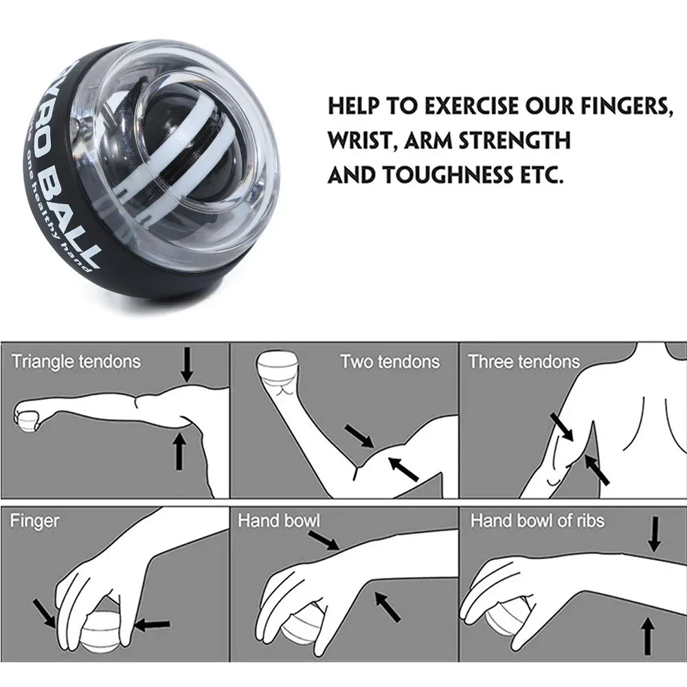 1PCS Auto-Start Gyro Ball Wrist and Forearm Exerciser Hand Arm Finger Grip Strengthener for Muscle Training Fitness Tool