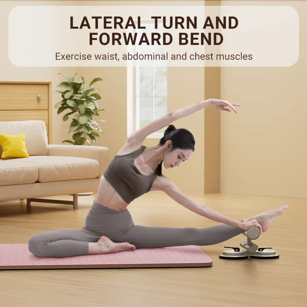 Adjustable Sit-Up Bar with 3 Suction Cups Portable Core Trainer Tension Rope for Home Gym Ab Workout Yoga Fitness Equipment